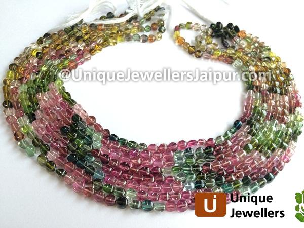 Tourmaline Smooth Twisted Roundelle Beads